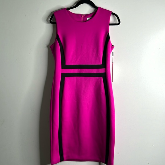 Calvin Klein color block pink black sheath dress size 10new office party - Picture 3 of 10